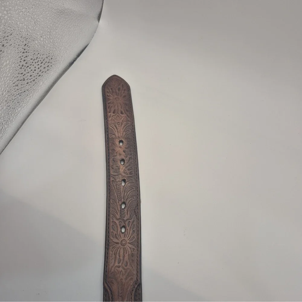 Ariat Leather Belt 32 Croc Print Tooled Leather